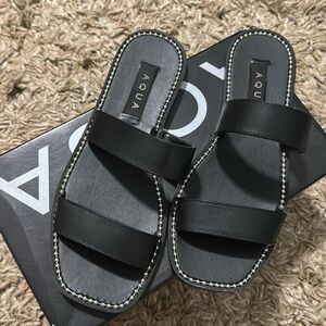 Aqua Glow Black Sandals